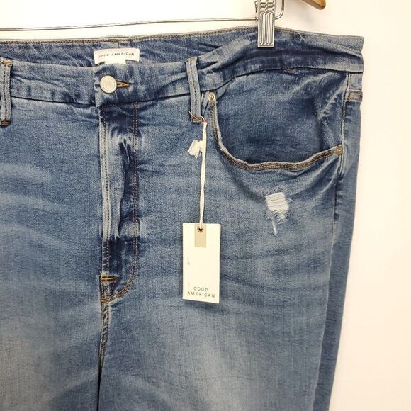 Good American Good Legs High Waist Ripped Skinny Jeans Indigo286 Plus Size 26 - Picture 8 of 13